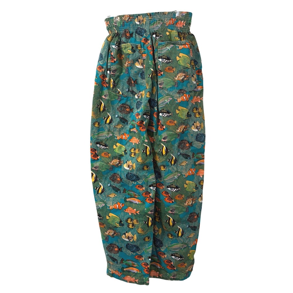 Unisex Vtg Chefwear Tropical Fish Print Baggy Pants Mens Small Made in USA 90s - Picture 2 of 12